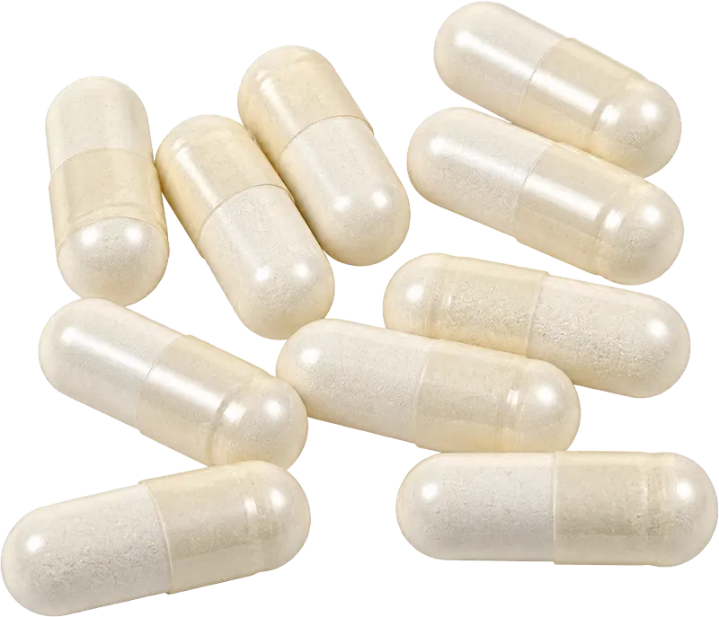 White probiotic capsules