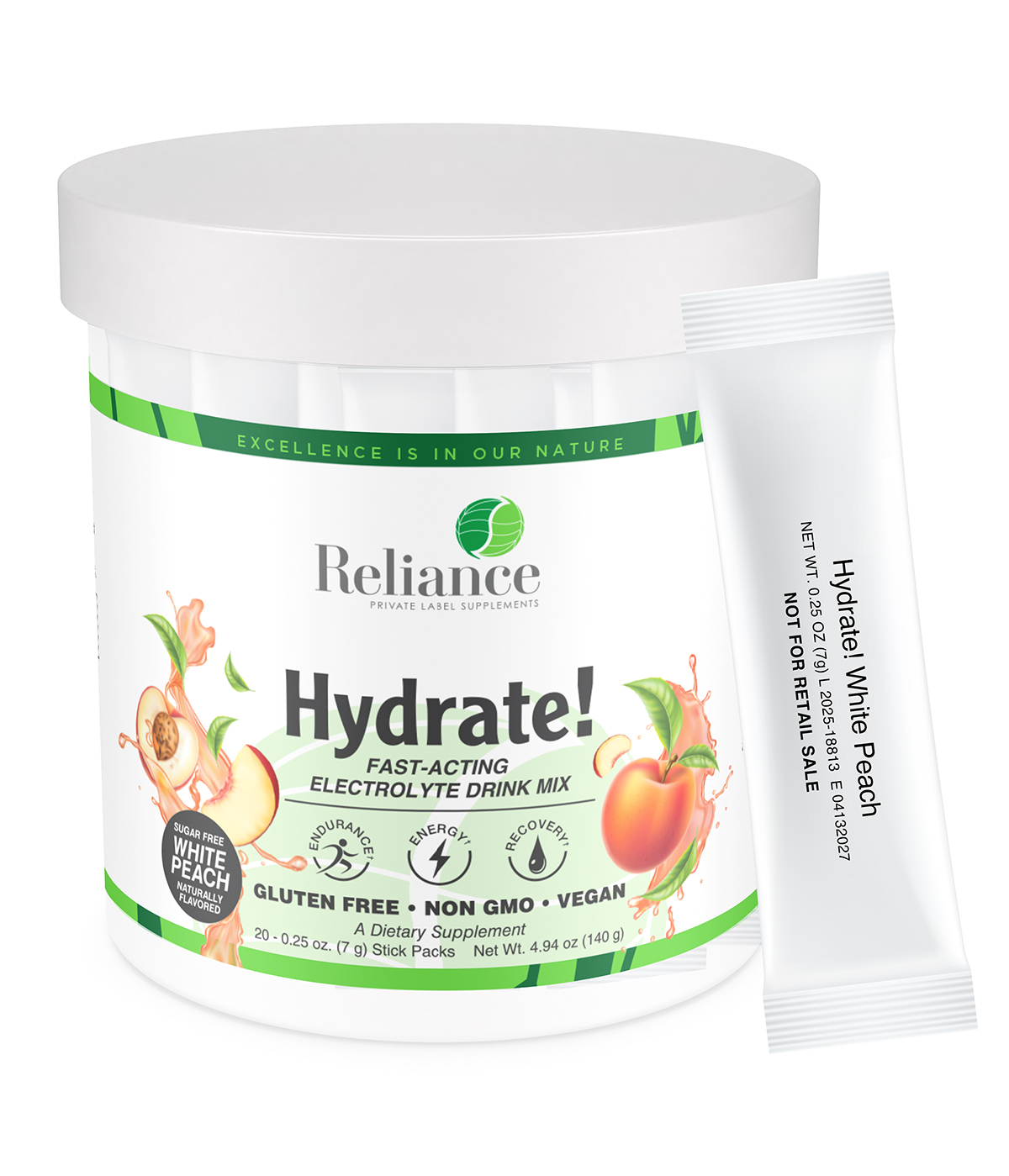 Hydrate! White Peach Stick Packs